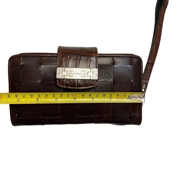 Brighton brown woven leather clutch bag wristlet